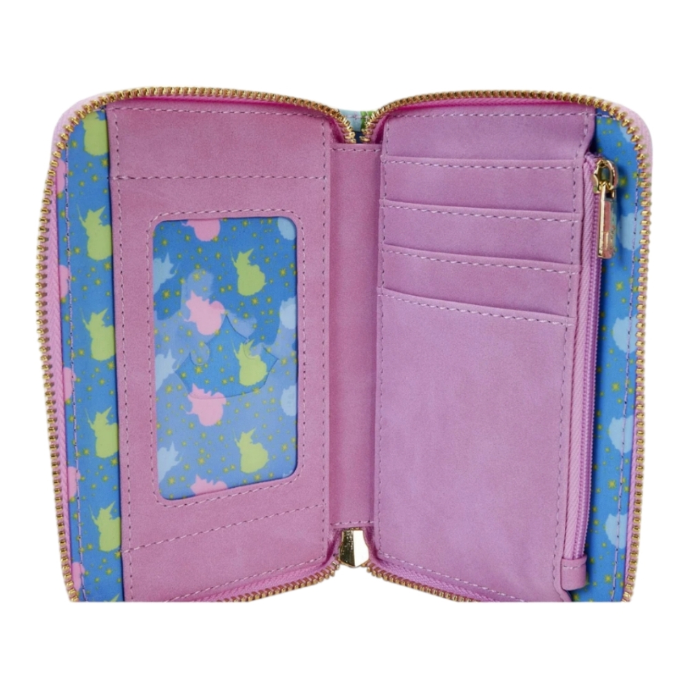 Disney Sleeping Beauty Castle Three Good Fairies Stained Glass Zip Around Wallet - Picture 4 of 4